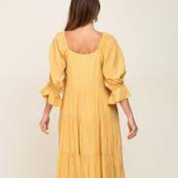 Yellow Bell Sleeve Maxi Dress NWT S Maternity friendly - Picture 7 of 12
